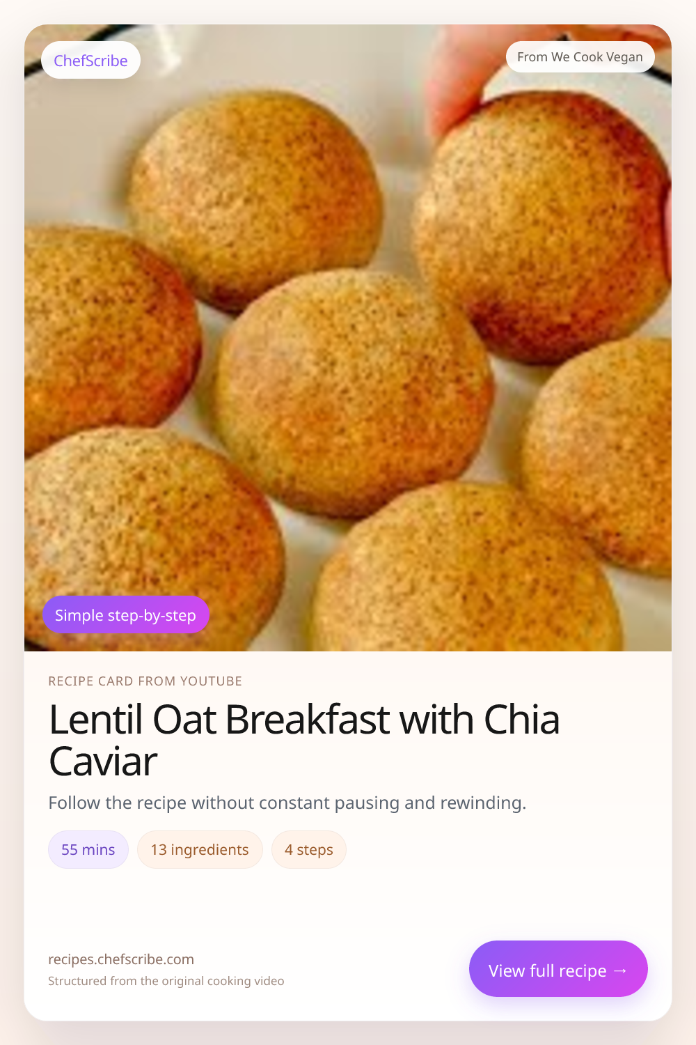 Lentil Oat Breakfast with Chia Caviar Recipe | We Cook Vegan